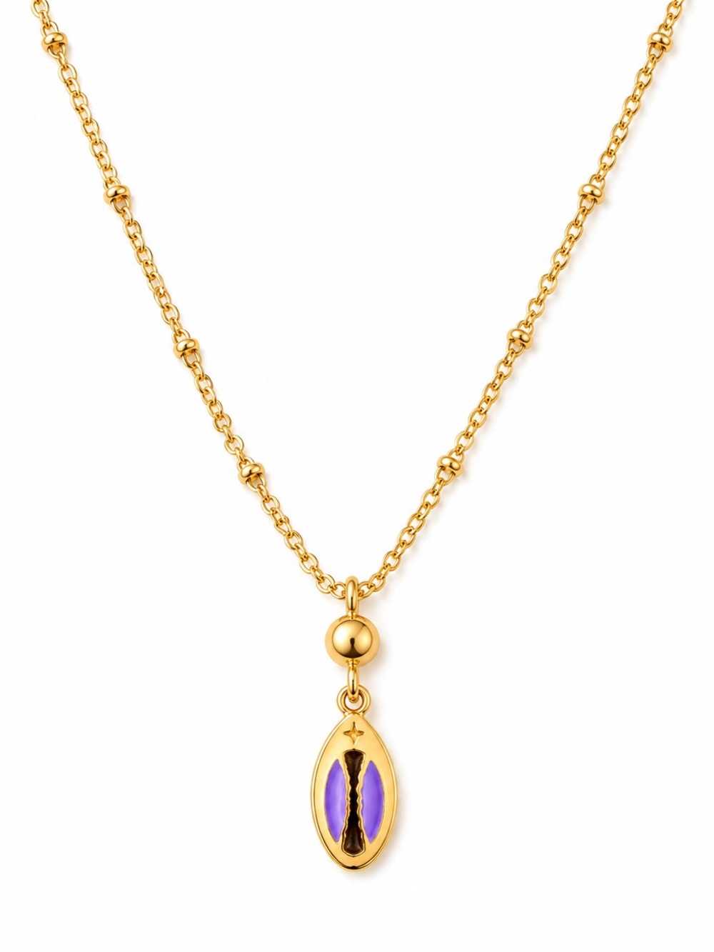 Gold & Purple Pendant Necklace New